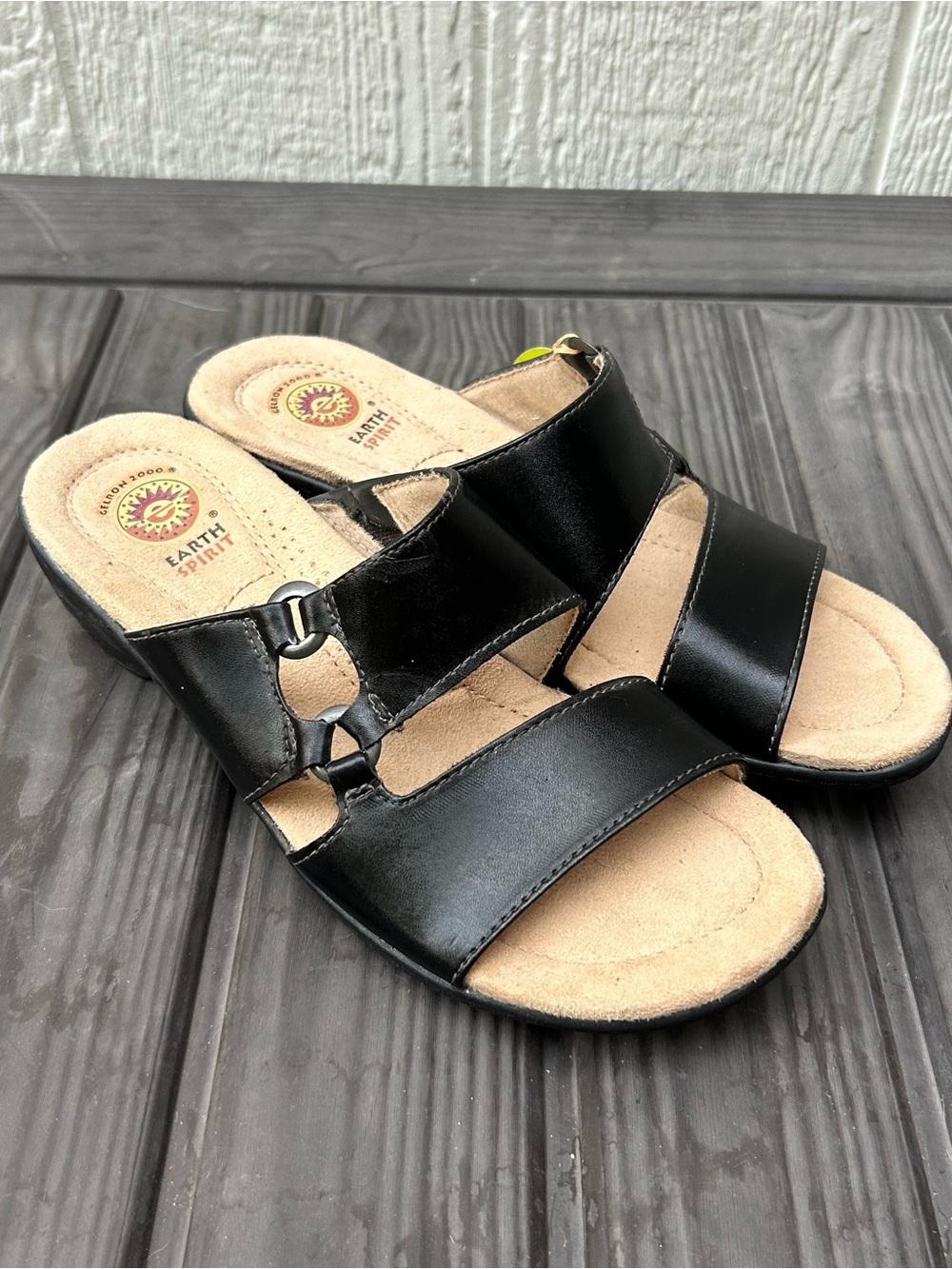 NEW Earth Spirit Black Leather Comfort Sandals